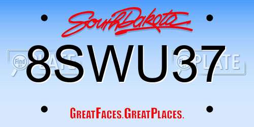8SWU37 South Dakota License Plate