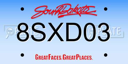 8SXD03 South Dakota License Plate