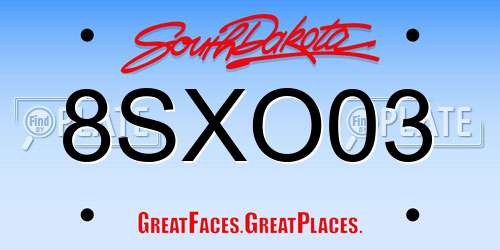 8SXO03 South Dakota License Plate