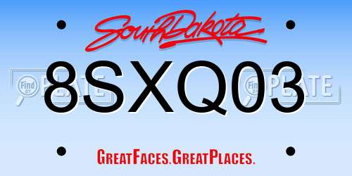 8SXQ03 South Dakota License Plate
