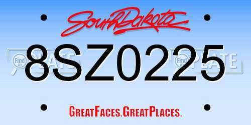 8SZ0225 South Dakota License Plate