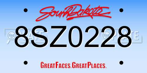 8SZ0228 South Dakota License Plate