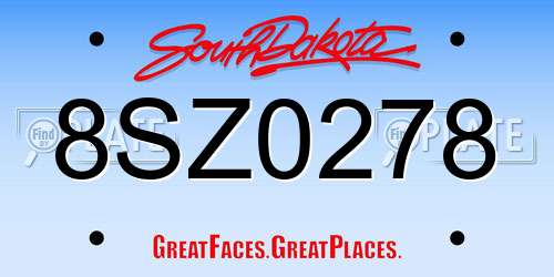 8SZ0278 South Dakota License Plate