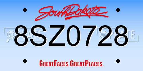 8SZ0728 South Dakota License Plate