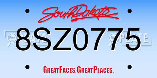 8SZ0775 South Dakota License Plate