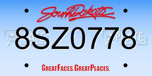 8SZ0778 South Dakota License Plate