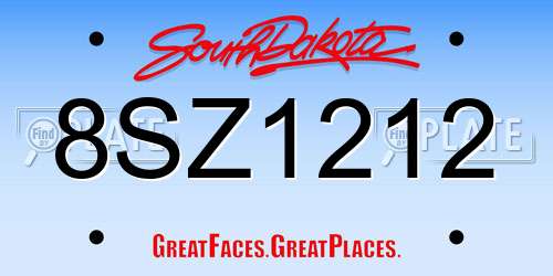 8SZ1212 South Dakota License Plate