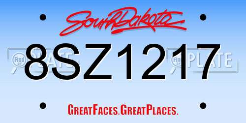 8SZ1217 South Dakota License Plate