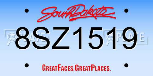 8SZ1519 South Dakota License Plate