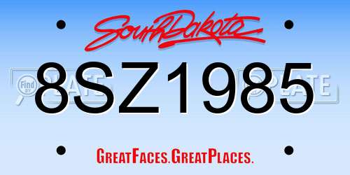 8SZ1985 South Dakota License Plate