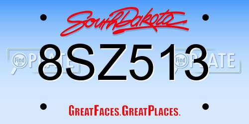 8SZ513 South Dakota License Plate