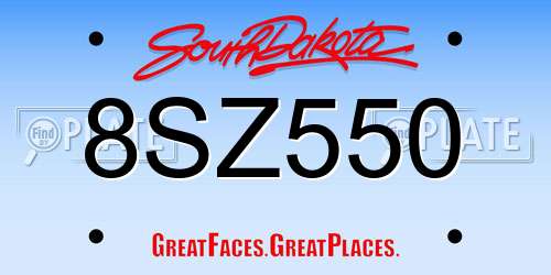 8SZ550 South Dakota License Plate