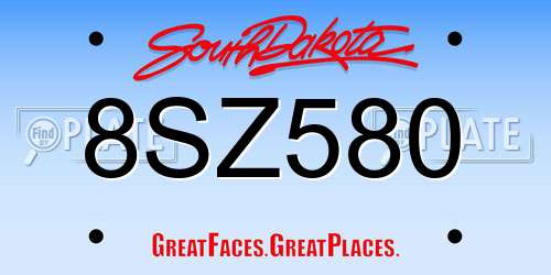 8SZ580 South Dakota License Plate