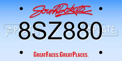 8SZ880 South Dakota License Plate
