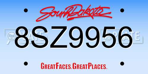 8SZ9956 South Dakota License Plate