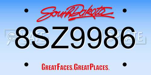 8SZ9986 South Dakota License Plate