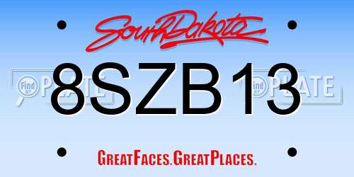 8SZB13 South Dakota License Plate