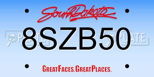 8SZB50 South Dakota License Plate
