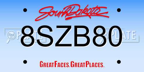 8SZB80 South Dakota License Plate