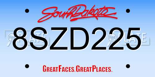 8SZD225 South Dakota License Plate