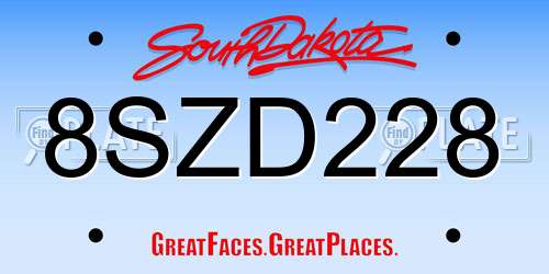 8SZD228 South Dakota License Plate