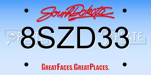8SZD33 South Dakota License Plate