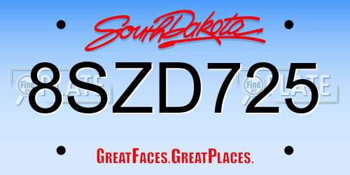 8SZD725 South Dakota License Plate