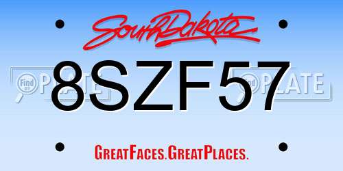 8SZF57 South Dakota License Plate