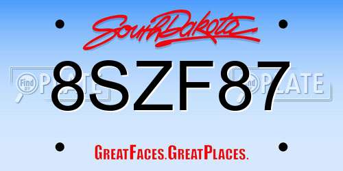 8SZF87 South Dakota License Plate