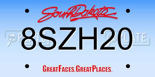 8SZH20 South Dakota License Plate