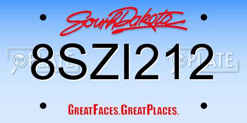 8SZI212 South Dakota License Plate