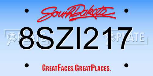 8SZI217 South Dakota License Plate