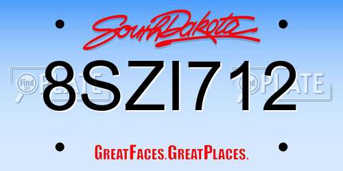 8SZI712 South Dakota License Plate