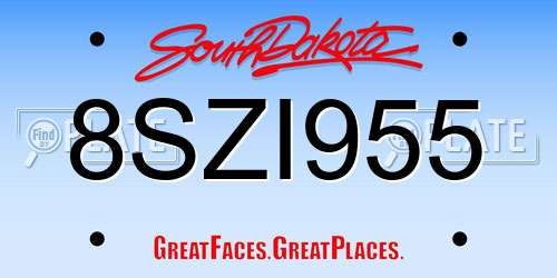 8SZI955 South Dakota License Plate