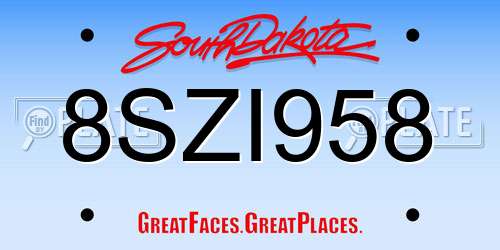 8SZI958 South Dakota License Plate