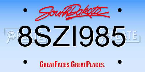 8SZI985 South Dakota License Plate