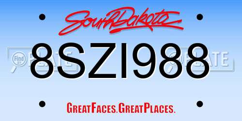 8SZI988 South Dakota License Plate
