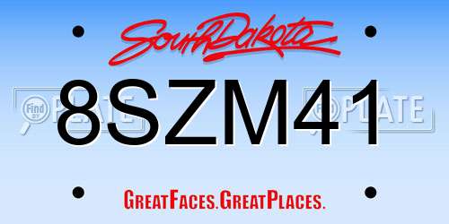 8SZM41 South Dakota License Plate