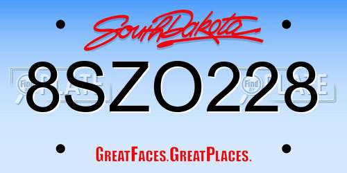 8SZO228 South Dakota License Plate