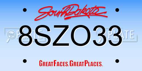 8SZO33 South Dakota License Plate