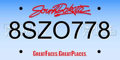 8SZO778 South Dakota License Plate