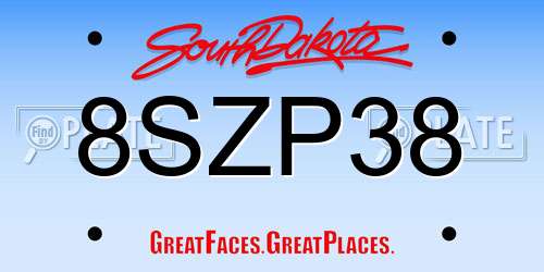 8SZP38 South Dakota License Plate