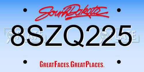 8SZQ225 South Dakota License Plate