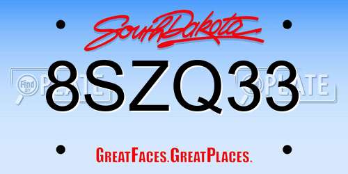 8SZQ33 South Dakota License Plate