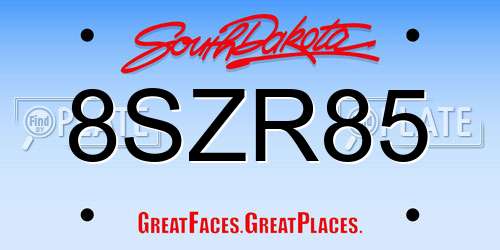 8SZR85 South Dakota License Plate