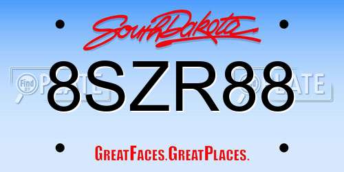 8SZR88 South Dakota License Plate