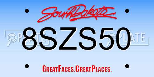 8SZS50 South Dakota License Plate