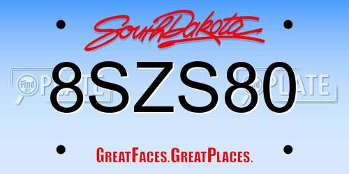 8SZS80 South Dakota License Plate