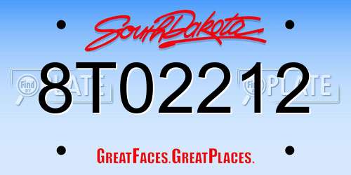 8T02212 South Dakota License Plate