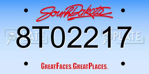 8T02217 South Dakota License Plate